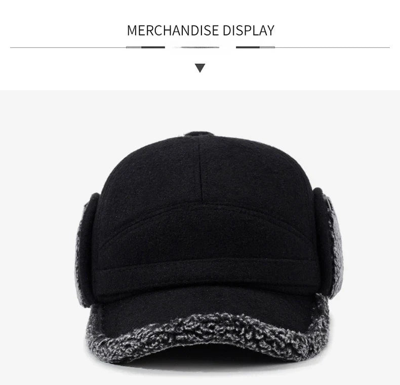 Autumn and Winter New Warm Lei Feng Hat Men's Father Outdoor Leisure Thickened in The Elderly Fleece Hat Baseball Cap Ear Cap