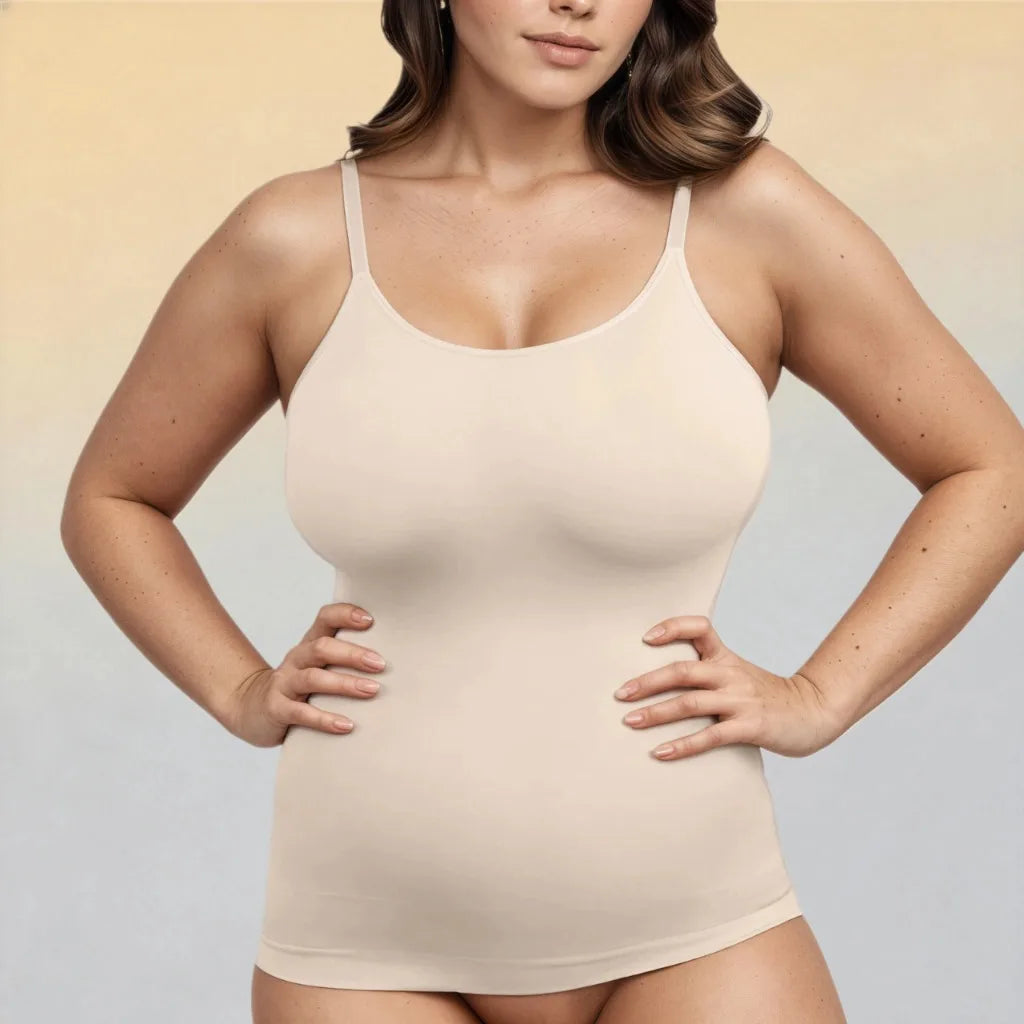 High Quality Women Seamless Cami Single Layer Adjustable Straps Scoop Neck Comfort Body Control Shaping Tank Top