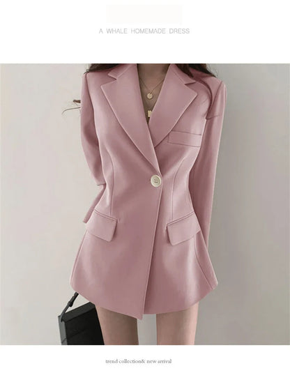Women Blazer 2025 New Slim Spring Autumn Suit Jackets One Button Long Sleeve Korean Casual Coats Female Blazer Outwear Trend Top