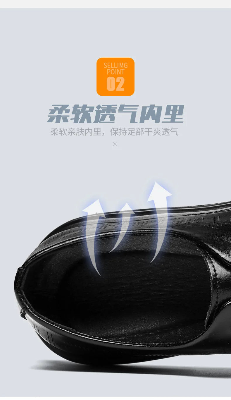 Spring Summer Increase Leather Shoes for Man Lace Designer Business Casual Shoes Male Fashion British Style Dress Shoe Man