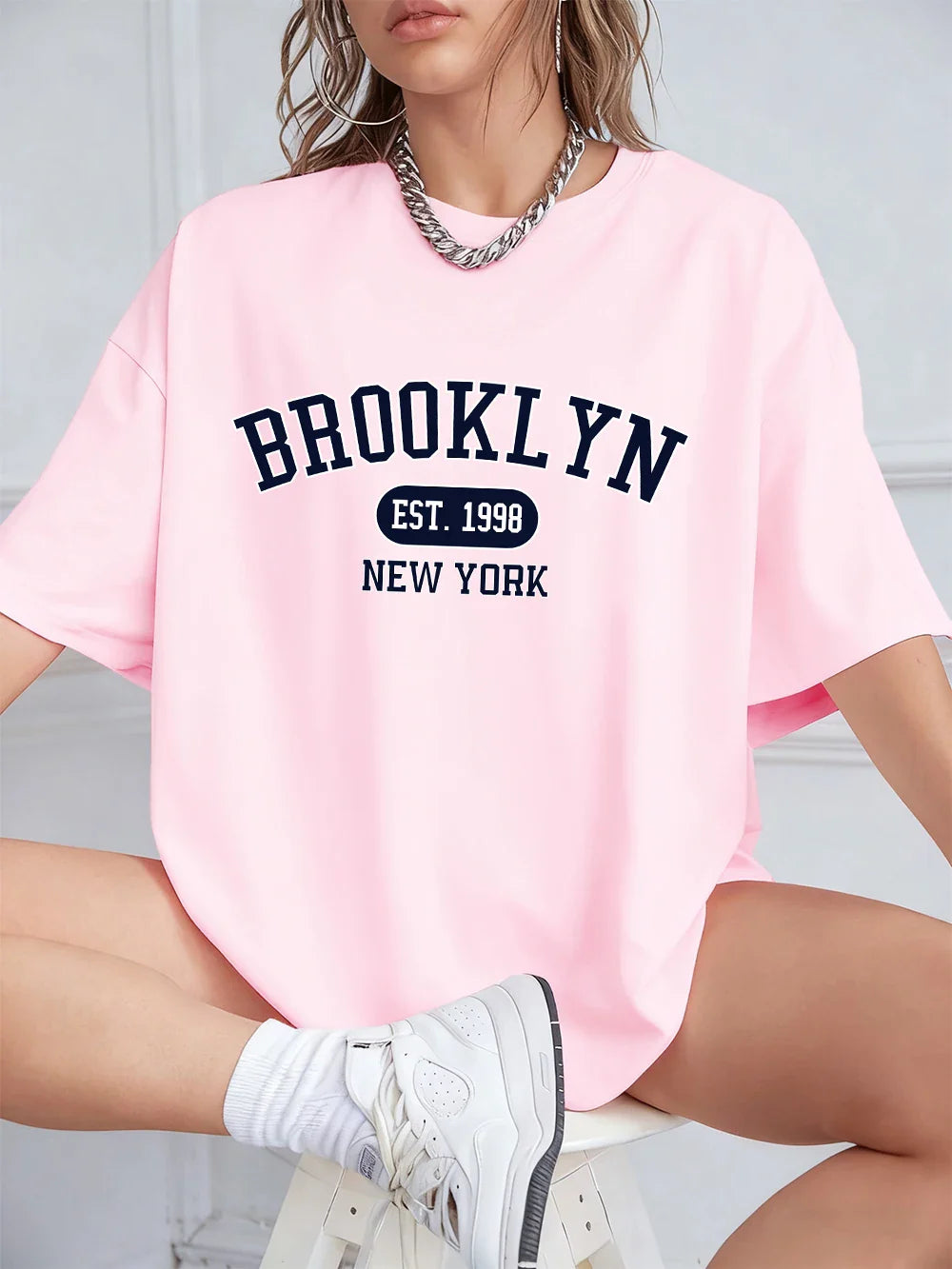 New York Est 1998 Prints T-Shirts Women Summer Cotton Short Sleeve T Shirt Loose O-Neck Comfortable Tops Casual Clothes