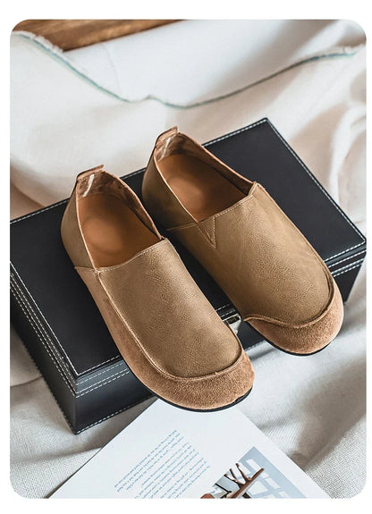 Man Loafers Outdoor Walking Fashion Mens Casual Shoes Soft Leather Comfort Half Slippers Breathable Lazy Driving Shoes