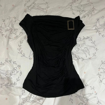 Y2K Gothic Aesthetic Top Square Neck Women's Retro Harajuku Fashion Casual Fairy Style Sweet and Cute Emotional Girl