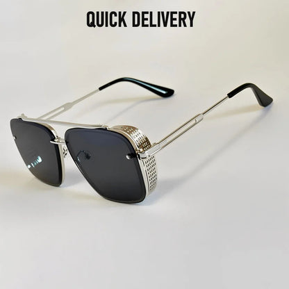 Metal Punk Sunglasses For Men Vintage Square Fashion Glasses 2024 Vacation Sunglasses Women Trendy Gafas De Sol Hombre Zonnebril