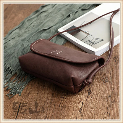 Handmade Retro Soft Cow Leather Women Bag 2026 New Simple Solid Color Shoulder Bags Leisure Ladies Small Messenger Bag