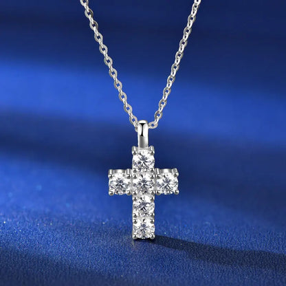 GRA Certified 3.5MM Moissanite Cross Pendant Necklaces for Women S925 Sterling Silver Clavicle Chains Fine Jewelry Gift
