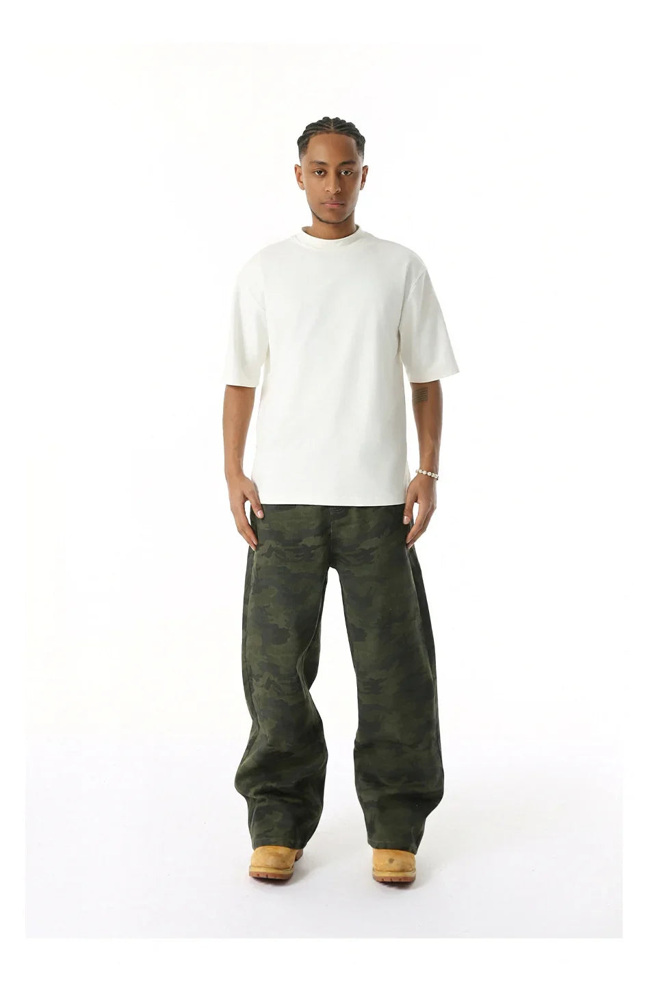 2025 Four Seasons Men's Youth Popular Multi color Pattern Camouflage Pants Basic Versatile Straight Wash Casual Cowboy Pants