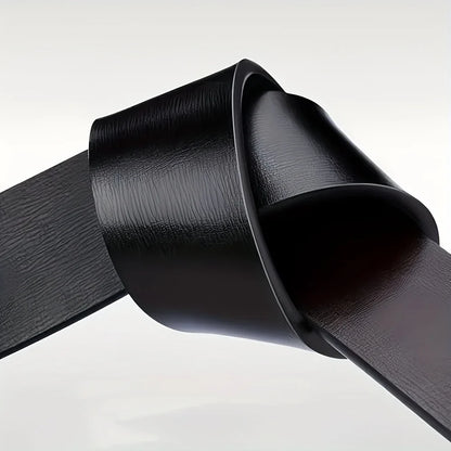 Men's belt made of synthetic leather with an automatic alloy buckle, durable and suitable for casual and semi-formal occasions.
