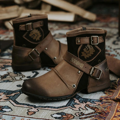 New Round Toe European and American Retro Men's Leather Boots Men's Shoes Men's Boots Plus Size 2023