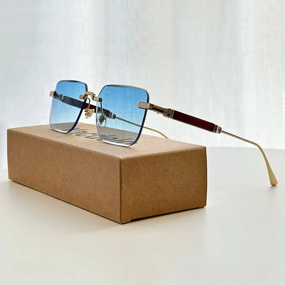 Rimless Sunglass Men Vintage 2025 Fashion Glasses Square Sunglasses Women Trendy And Fashionable Gafas De Sol Hombre Zonnebril