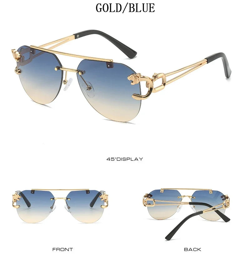 2023 Sunglasses Women Luxury Rimless Vintage Fashion Glasses Lunette Oversized Shades De Soleil Femme Gafas De Sol Mujer Lentes