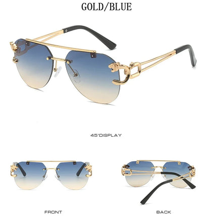 2023 Sunglasses Women Luxury Rimless Vintage Fashion Glasses Lunette Oversized Shades De Soleil Femme Gafas De Sol Mujer Lentes