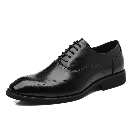Solid Color New Dress Shoes for Men Lace Designer Fashion Wedding Derby Shoes Male Spring Autumn Business Casual Shoe Man