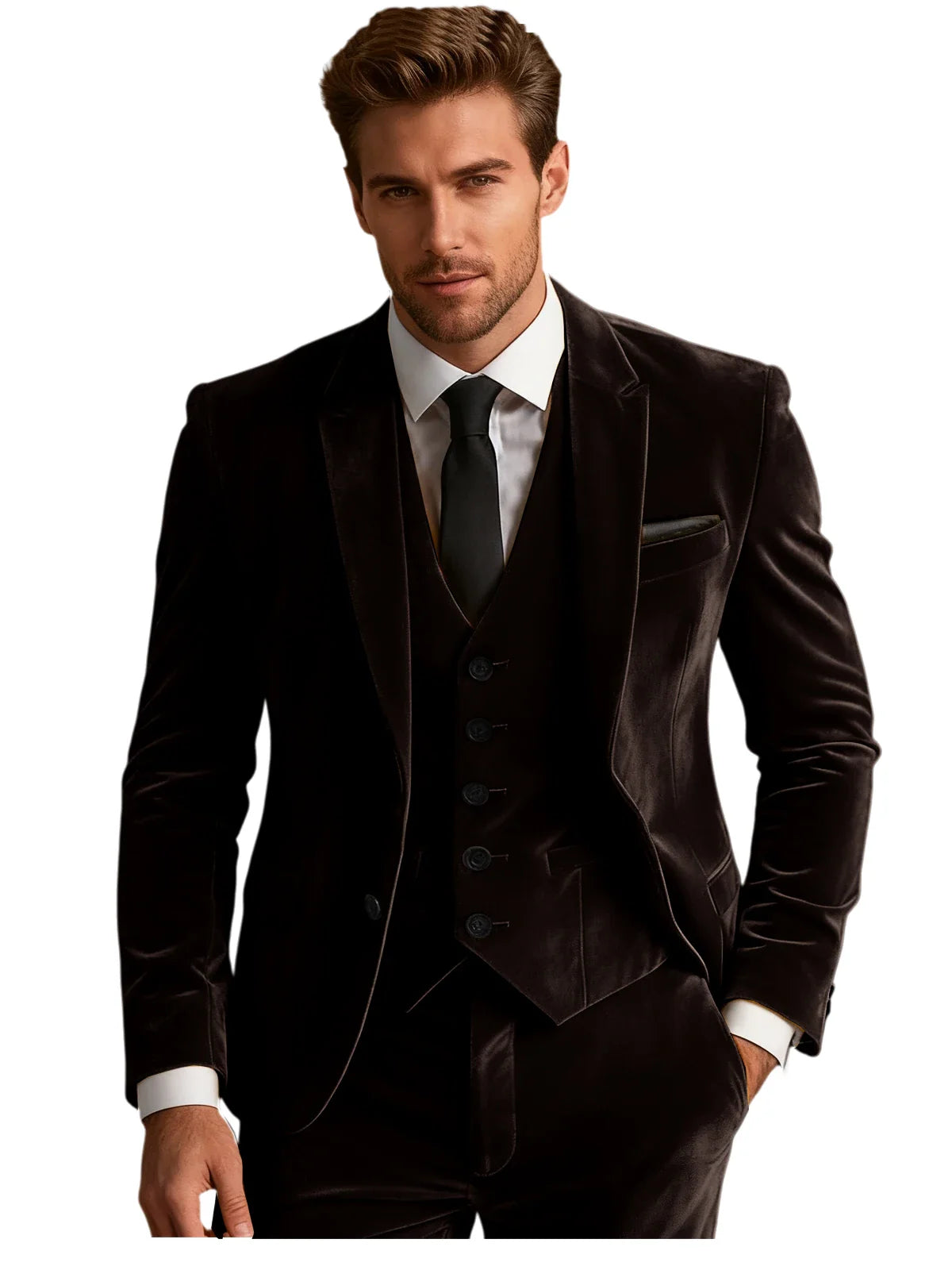 Elegant Wedding Men's Suit Business Tuxedos Formal 3 Piece Set Jacket Vest Pants Single Breasted Men Sport Coats Blazers