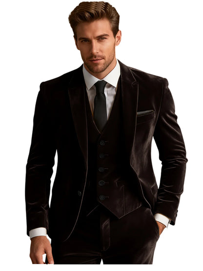Elegant Wedding Men's Suit Business Tuxedos Formal 3 Piece Set Jacket Vest Pants Single Breasted Men Sport Coats Blazers