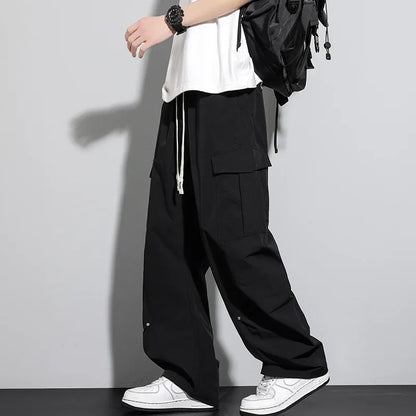 Big Size 8XL Men Casual Pants Elastic Waist Cargo Trouser Male Scimitar Banana Curved Plus Large Drawstring Fashion Straight 6XL