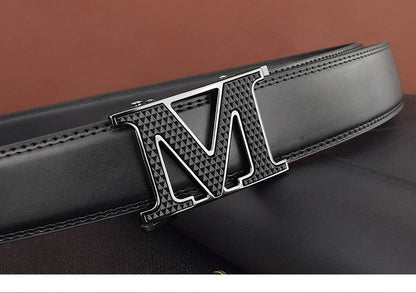 M letter Men Designer Belts High Quality White Luxury Brand Belt Automatic Buckl Cowskin Casual Waist Strap Ceinture Homme