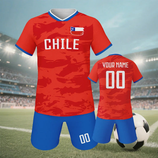 Custom Chile Soccer Jerseys for Kids Personalized Soccer Uniforms with Name Number Football Shirts Shorts Set for Boys Girls