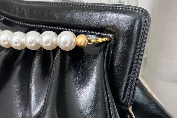 Fashion Folds Women Clutches Pearl Chain Design Lady Handbag Python Banquet Envelope Evening Bag Ladies Clutch Purses Bolsas