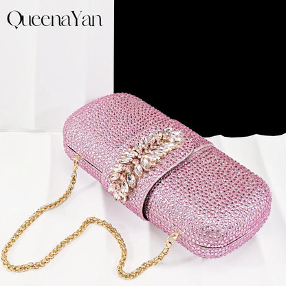 2026 New Shiny Italian Fashion Pointed Toe Women Heel Fashion Rhinestone Decoration Pink Color Shoes And Bag Set