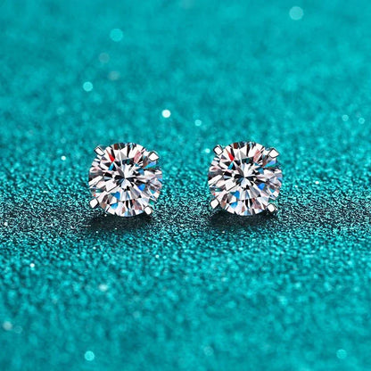 Real 2 Carat D Color Moissanite Stud Earrings For Women 100% 925 Sterling Silver Sparkling Diamond Wedding Jewelry Gift