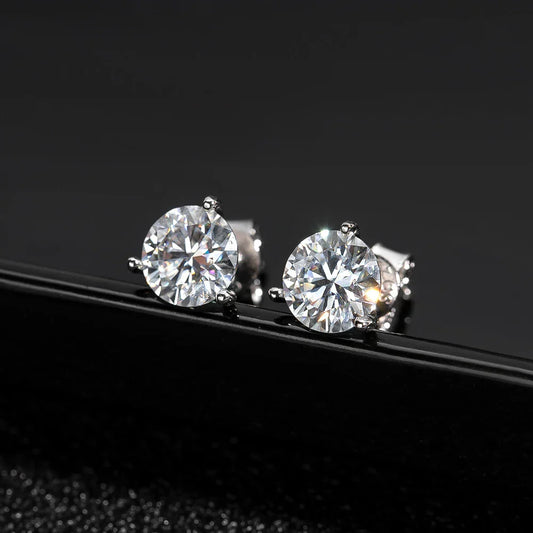 D VVS1 Round Moissanite Earring 3 Prongs Setting Classic Trendy Women Man Fine Jewelry GRA Certified 925 Sliver Earring