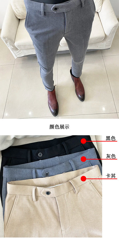 2025 Autumn Winter New Casual Woolen Suit Pants High Quality Slim Fit Dress Pants Men's Formal Business Office Social Trousers