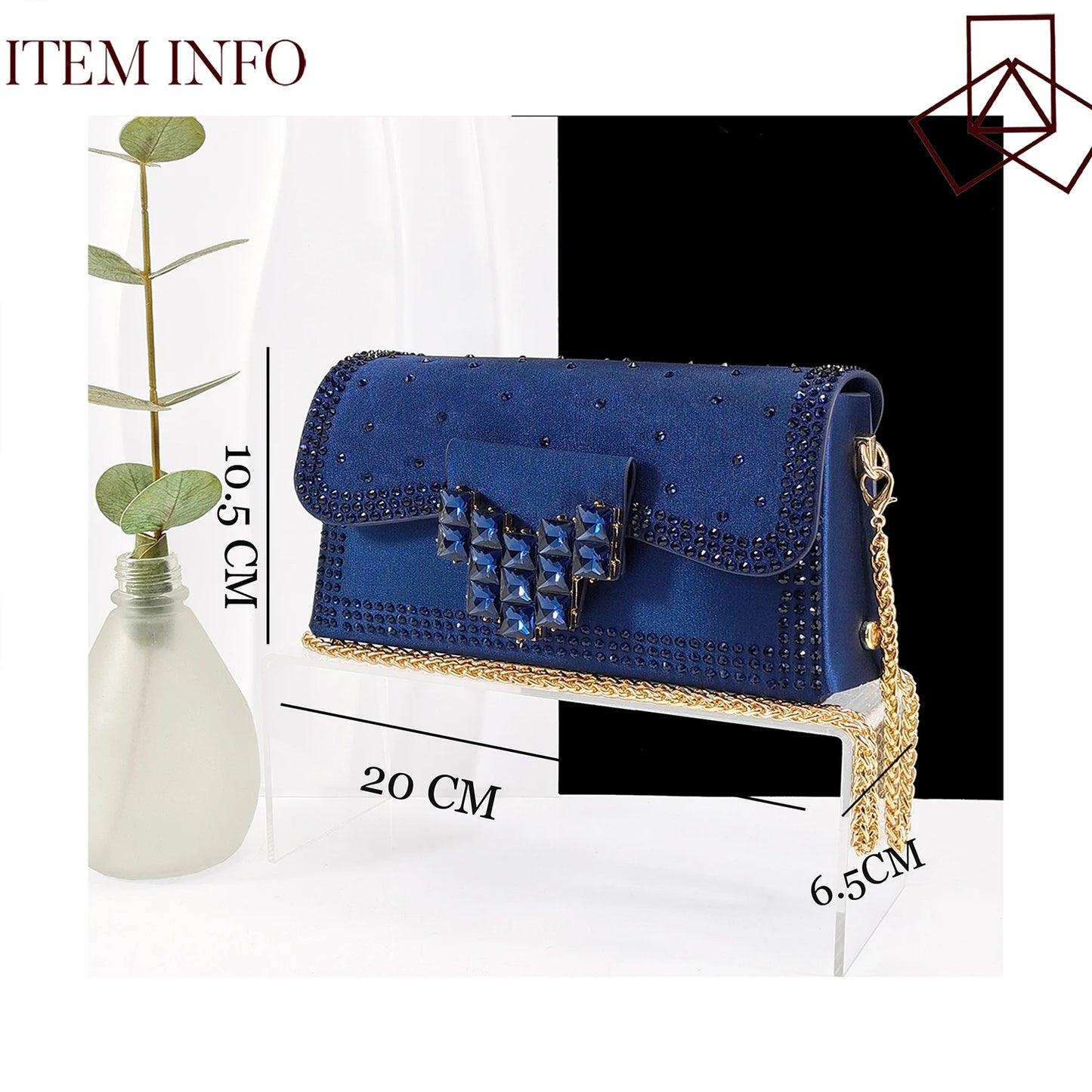Elegant Navy Blue Handbag and Medium Heel Shoes Set with Beautiful Handmade Metal Decoration for Weddings and Parties