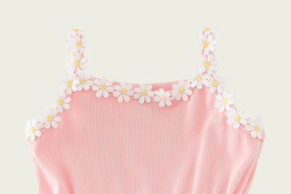 Girls Casual Dresses Little Daisy Flower Mesh Dress for Girls Summer Camisole Pompadour Dress Girls Clothes for2 To 7 Years