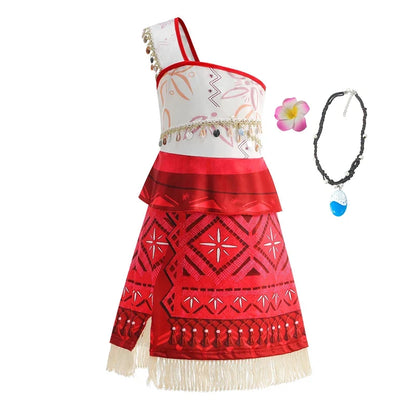 Summer Kids Princess Costume Children Disney Moana Halloween Dress Girl Vaiana Dinner Dress Ocean Adventure Pageant Disguise