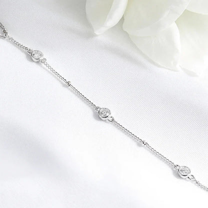 3MM Moissanite Bracelets for Women 14-21cm Wrist Size Adjustable Chain 925 Sterling Silver Plated 18K Wholesale Jewelry