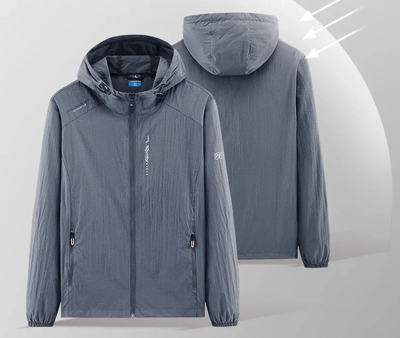 UPF50+ Summer Outdoor Quick Dry Sun-Protective Thin Jacket Men Hiking Fishing Cycling Hooded Gym Sport Ultra Light Windbreaker