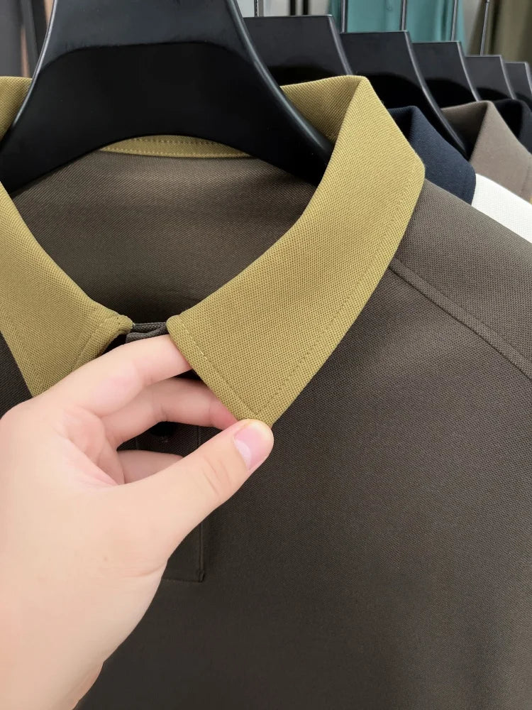 High quality luxury long sleeve polo shirt  men's spring autumn new trend brand cute dog embroidery Korean casual lapel T-shirt