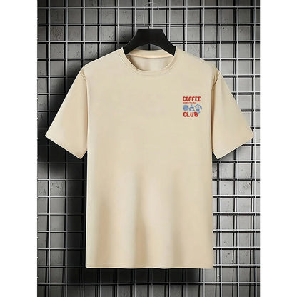 Men Coffee Club Leisure T-Shirt Graphic Print Daily Commuter Sports Oversize Casual Short Sleeved Unseix Oversize T-shirt Top