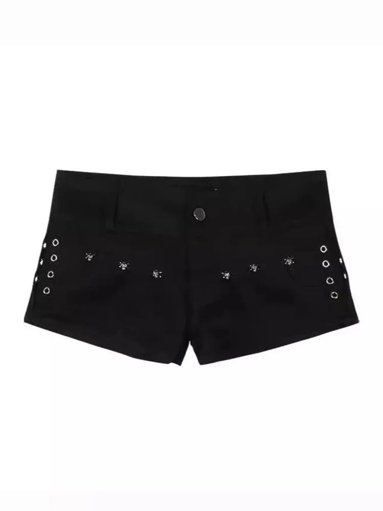 Y2K Denim Shorts Women Skinny Popular Streetwear Daily Personality Students Holiday Fashion Sexy Retro Leisure Gothic Rivet Jean