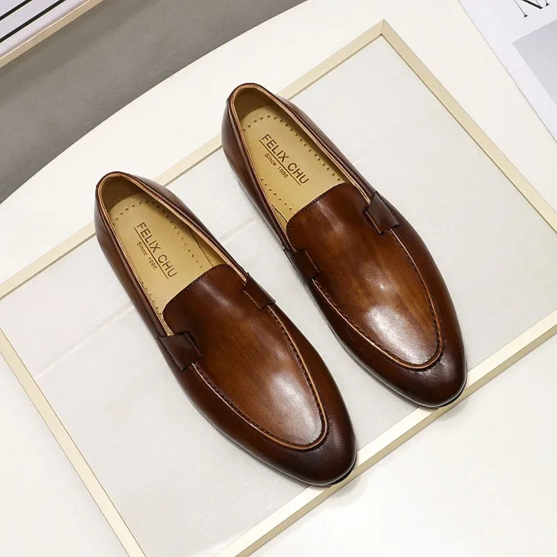 Designer Fashion Mens Loafers Leather Handmade Black Brown Casual Business Dress Shoes Party Wedding Men's Footwear