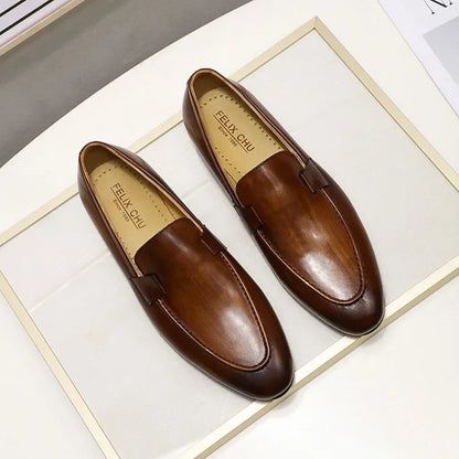 Designer Fashion Mens Loafers Leather Handmade Black Brown Casual Business Dress Shoes Party Wedding Men's Footwear