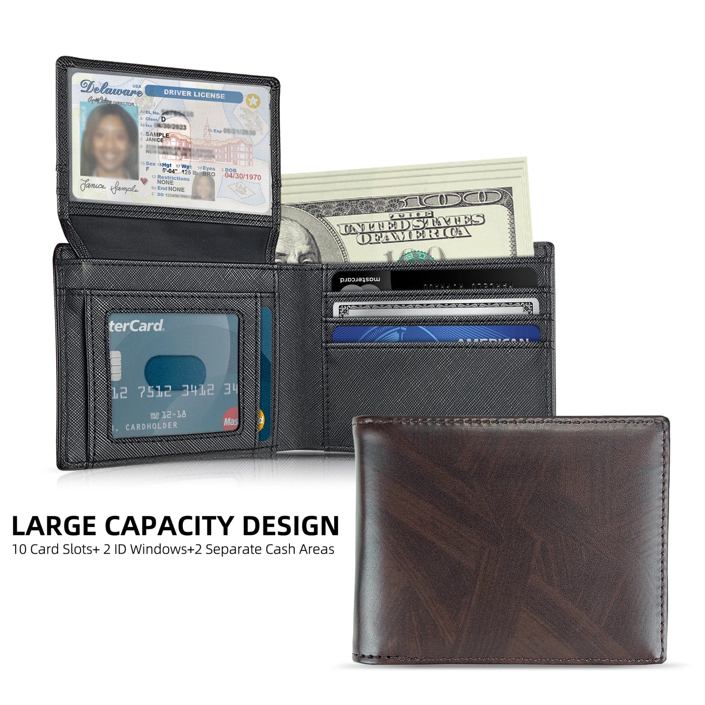 Men's slim wallet credit card ID holder casual men's leather short multi-card wallet business men's wallet