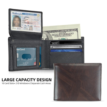 Men's slim wallet credit card ID holder casual men's leather short multi-card wallet business men's wallet