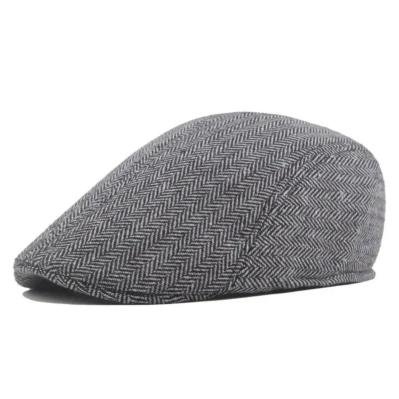 Men Retro Beret British Hats Wool Blend Vintage Herringbone Tweed Men Casual Fashion Hat Flat Keep Warm Caps Gifts