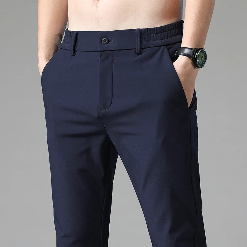 2024 Summer New  Men's Thin Straight Casual Pants Classic Style Light Gray Business Stretch Trousers Male Brand