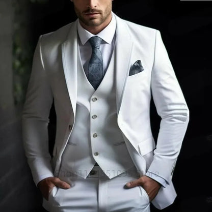 Green Mens Suits Casual 3 Pieces Slim Fit Notch/Peak Lapel Formal Wedding Groom Wear Blazer Tuxedos for Party(Blazer+Pants+Vest)