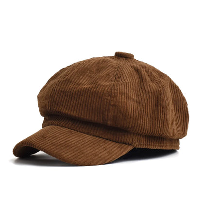 Vintage English Newsboy Cap - Women's Octagonal Beret | Baker Boy Hat for Autumn & Winter