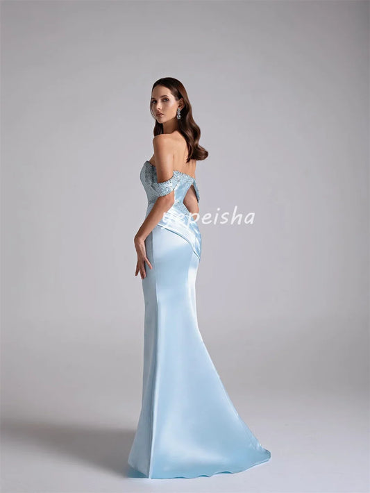 Customized Sexy Elegant Sequined Beading Mermaid Off-the-shoulder Long Dresses Bespoke Occasion Dresses Sizes Available Fashion