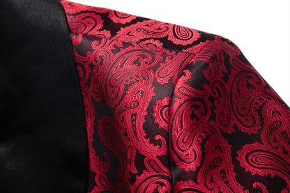 2026 New Men's Red Cashew Flower Blazer, Wedding Party Dress Jacket, White Blue Black Brands Blazers Coat, S M L XL XXL