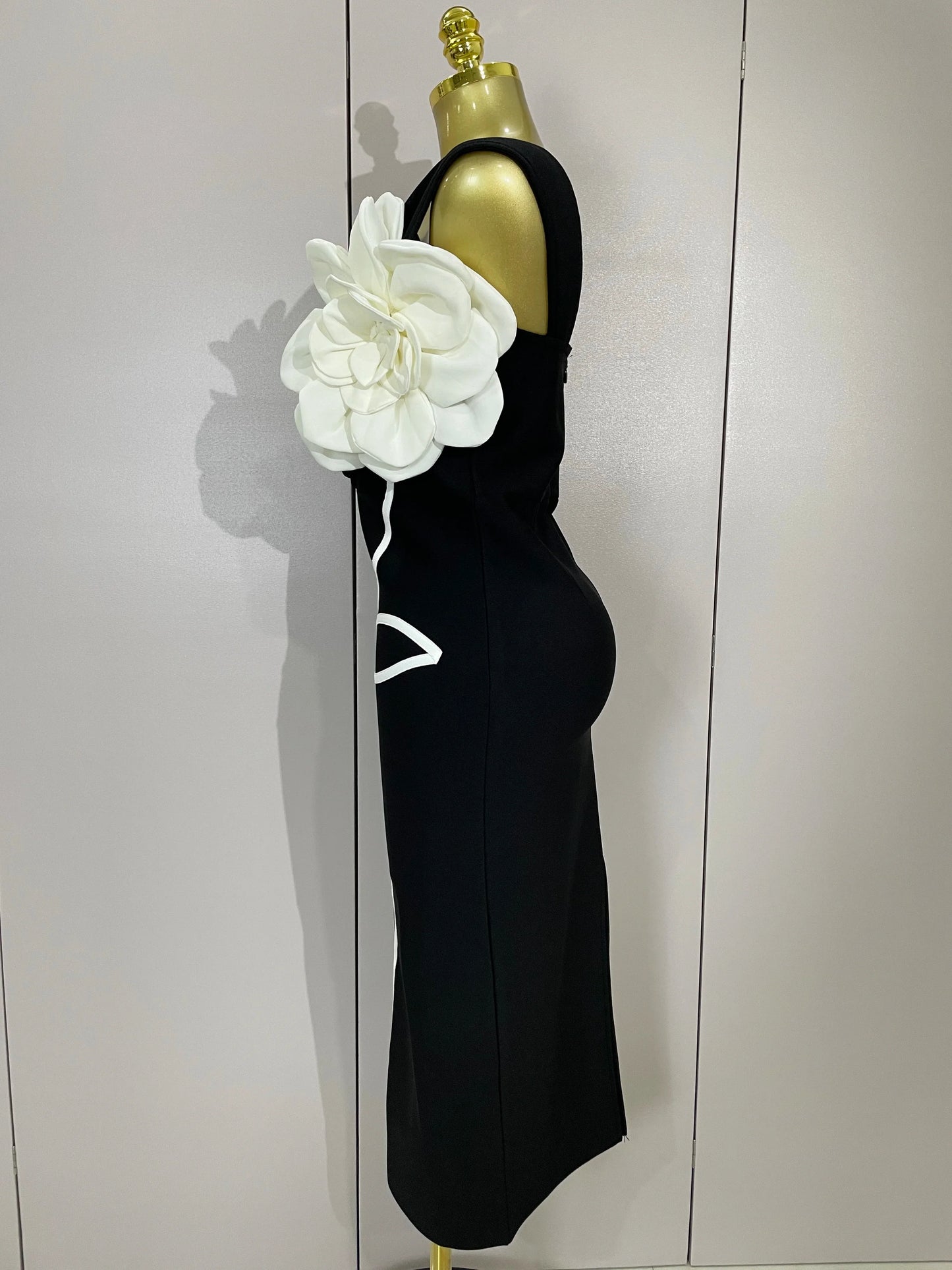 Sexy Off Shoulder White Flower Black Red Bodycon Bandage Long Dress Women Luxury Celebrity Evening Club Elegant Party Gowns