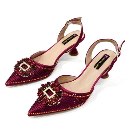 African Style Women's Shoes Mixed With BlackGold High Heels Pointed At The Dinner Party Nigerian Women's Shoes
