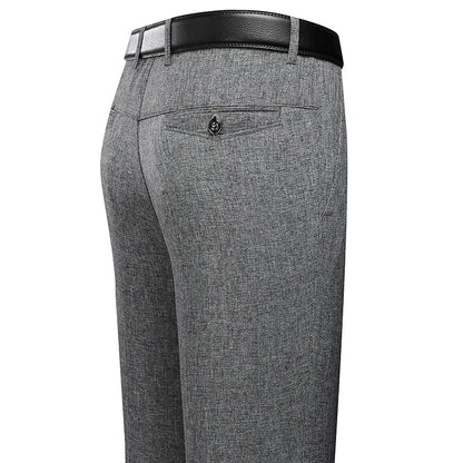 New Spring Summer Men's Linen Pants Male Dress Pants Solid Color Artificial Linen Suit Pants