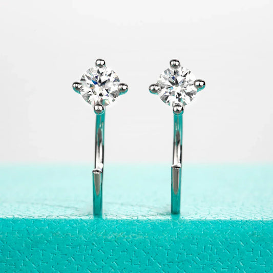 4mm D Color Moissanites Classic Hoop Earrings for Women 925 Sterling Silver Jewelry 18K Gold Plated Earring Wholesale