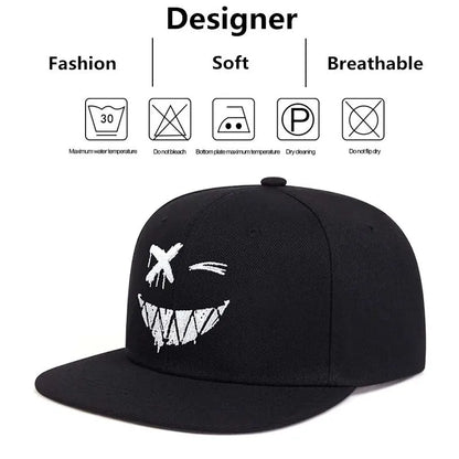 Unisex Personality Ghost Expression Embroidery Hip-hop Hats Outdoor Adjustable Casual Baseball Caps Sunscreen Hat